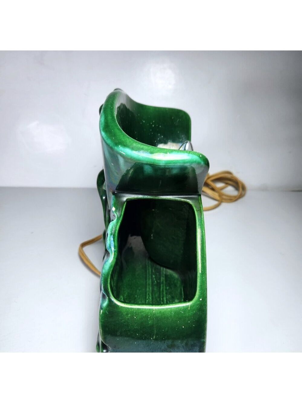 Vintage Ceramic Planter Lamp – Leaping Deer – Mid Century Green Glaze - Picture 8 of 15